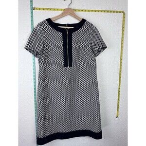 Tahari by Arthur Levine Half Zip Shift Dress in Black/White Size 10